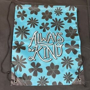 Blue and Black Floral Drawstring Bag Always Be Kind new kids backpack